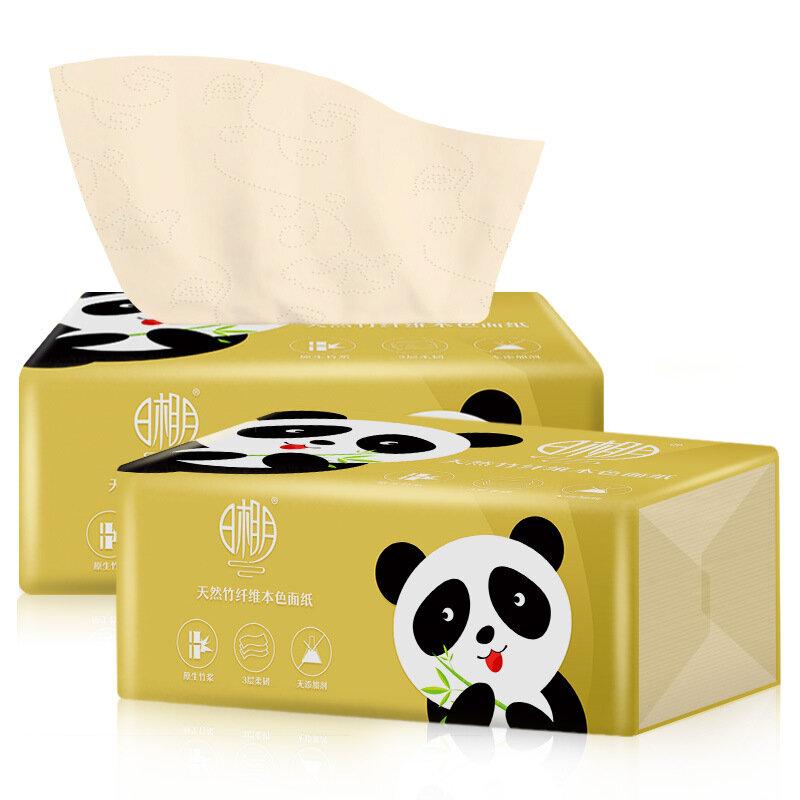 6 Packs/set Natural color Paper-Drawing Napkins with Sun  Moon Native Pure 3-layer  bamboo pulp face tissue