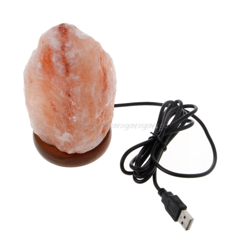 Lámpara de sal de roca del Himalaya, luz nocturna de alta eficiencia tallada a mano con USB, purificador de aire, J16 19, 2020