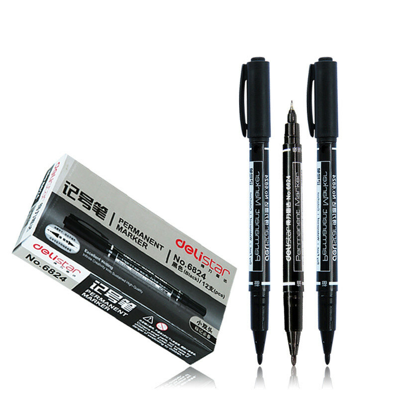 Rotuladores permanentes de doble punta, punta fina, tinta (negro, azul, rojo), 0,5mm-1mm, 3 unids/paquete