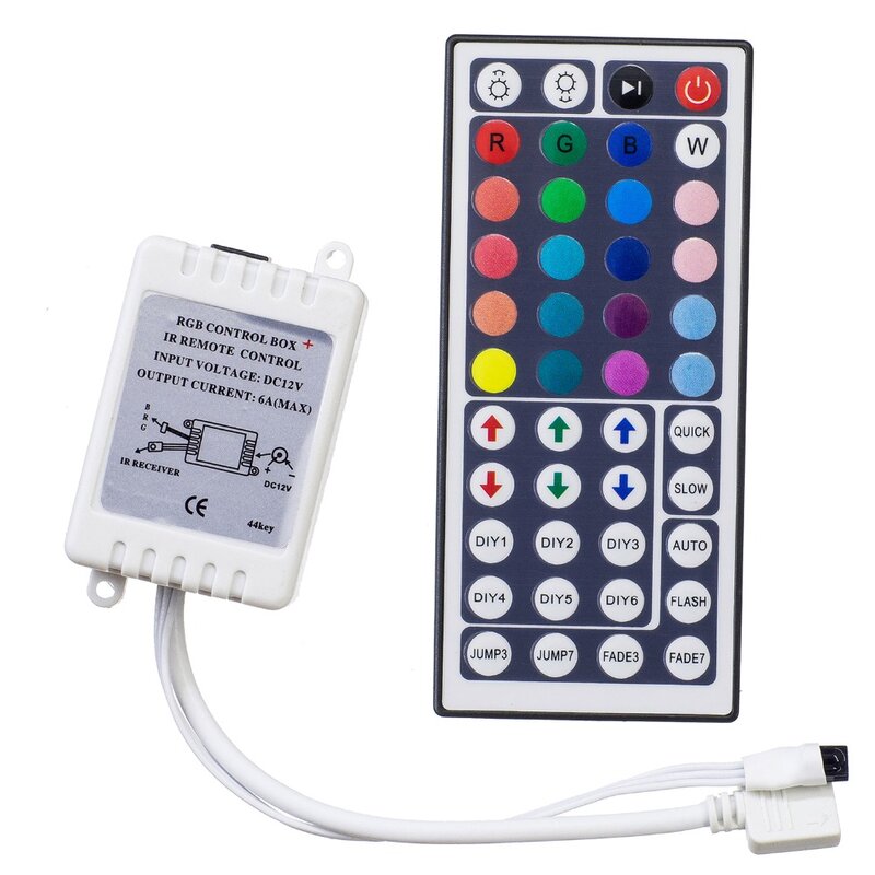 Controlador de luces Led IR RGB, 44 teclas, atenuador remoto IR DC12V 6A para tira de LED RGB 3528 5050