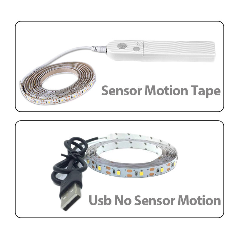 Iluminación PIR inalámbrica con Sensor de movimiento, luz nocturna, cinta LED, batería USB, lámpara impermeable para armario y cocina, novedad