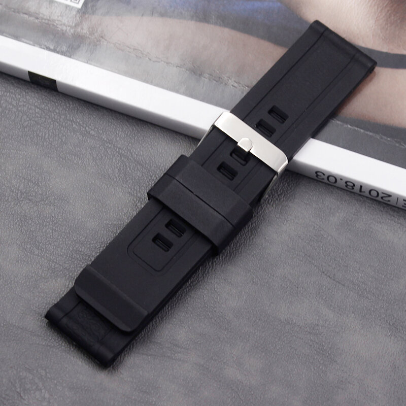 Watch accessories 24mm silicone strap for men and women fashion sports waterproof natural rubber strap buckle