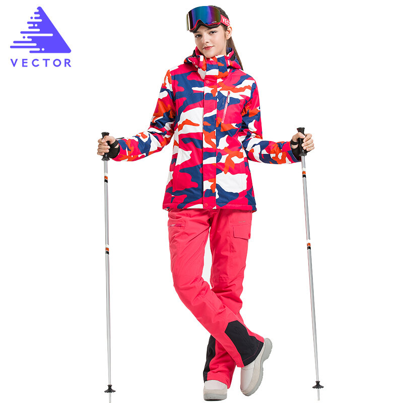Inverno ternos de esqui das mulheres de alta qualidade jaqueta de esqui e calças neve quente à prova dwindproof água à prova vento snowboard jaquetas de esqui feminino