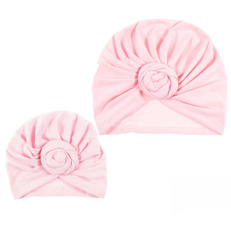 Mommy And Me Cotton Blend Rose Flower Hat Women Girls Newborn Turban Hats Twist Knot Headwear Caps Photo Props Travel Gifts