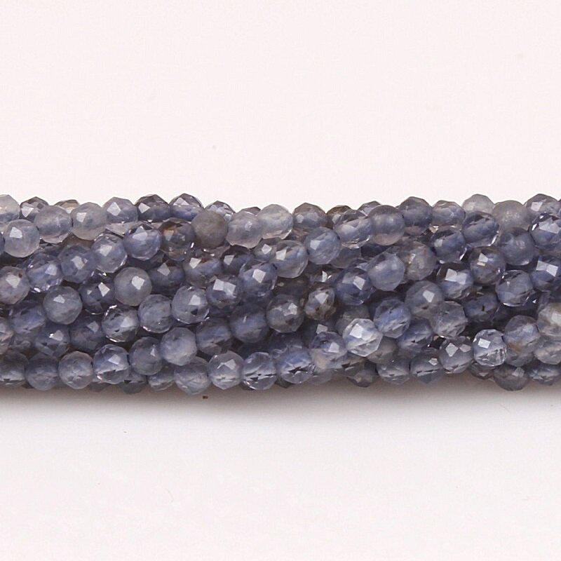 2Mm 3Mm 4Mm Natuurlijke Ioliet Gemstone Blue Facet Ronde Losse Kralen Diy Accessoires Voor Ketting Armband Oorbel sieraden Maken