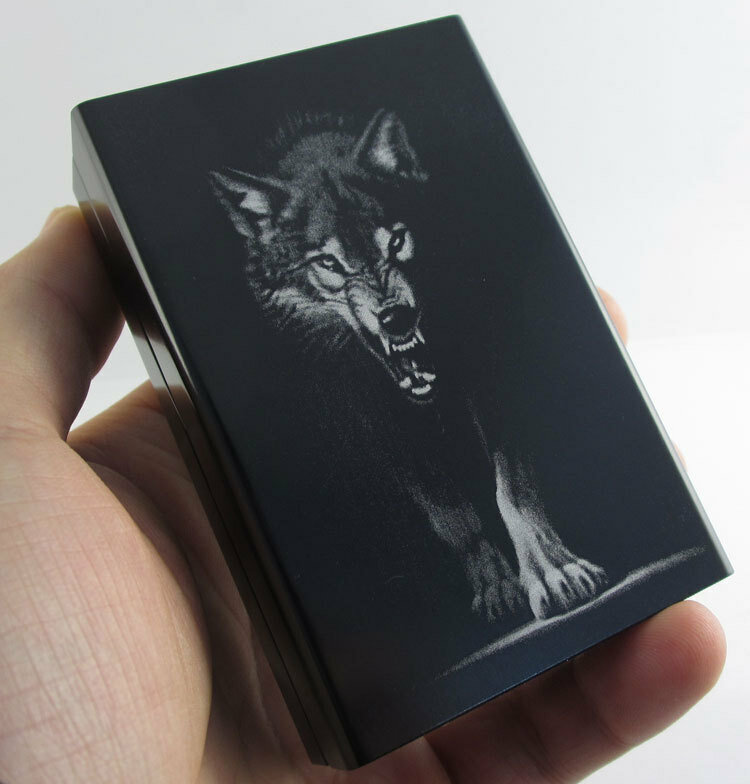 Portasigarette automatico ultra sottile personalizzato king wolf nero Laifu marca maschio metallo e sigarette scatole design laser per sempre
