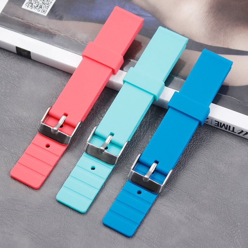 Silicone strap men's 20mm ladies outdoor sports waterproof and sweat-proof rubber strap accessories pin buckle