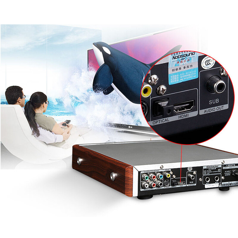 Nobsound DV525 HD DVD CD USB HDMI S-Video A-B Repeat function 5.1 surround sound KTV professional microphone interface
