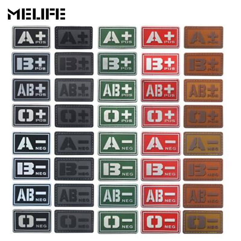 Black Team Sports souvenirs PVC A+ B+ AB+ O+ Positive A- B- AB- O- Negative Blood Type Group Patch Stickers Sewing Decals