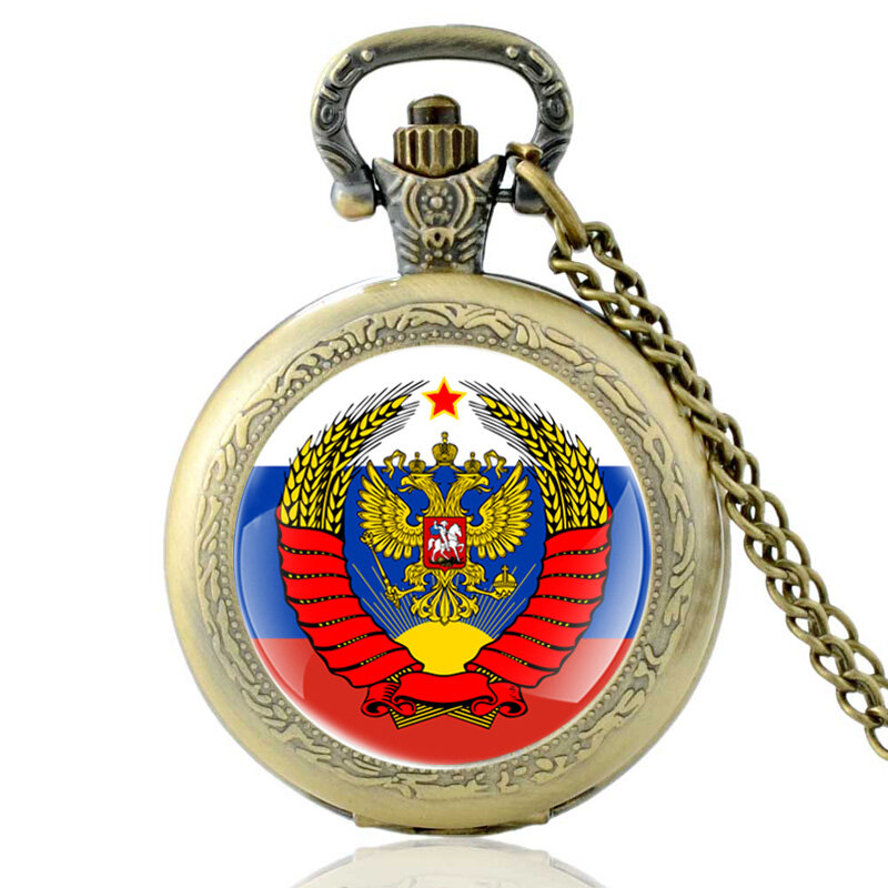 ساعة جيب كوارتز برونزية عتيقة ، القوات الأرضية الروسية ، قلادة كلاسيكية للرجال والنساء ، هدايا