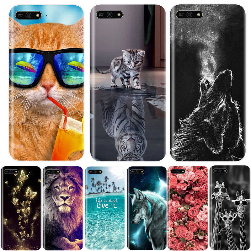 Phone Case For Huawei Y3 Y5 Y6 2017 II Pro Soft Silicone TPU Cute Cat Painted Back Cover For Huawei Y6 Y7 Y9 Prime 2018 Case