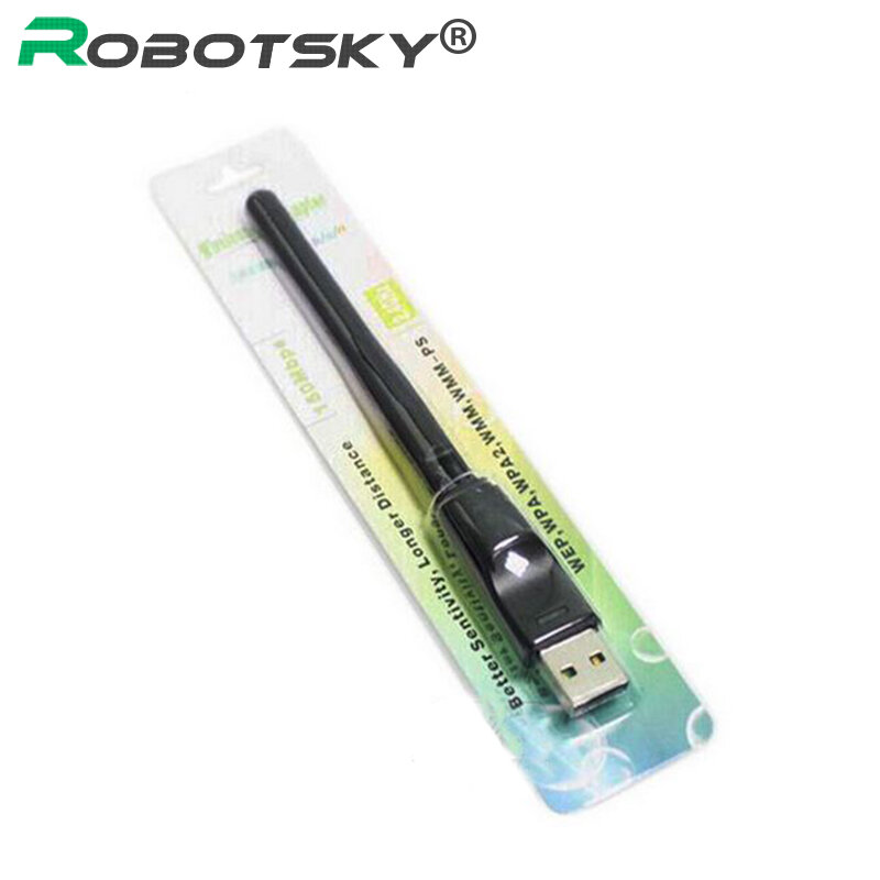 Ralink-بطاقة شبكة لاسلكية WiFi RT5370 ، 150 م ، USB 2.0 ، 802.11 b/g/n LAN ، محول هوائي دوار وحزمة بيع بالتجزئة XC1290