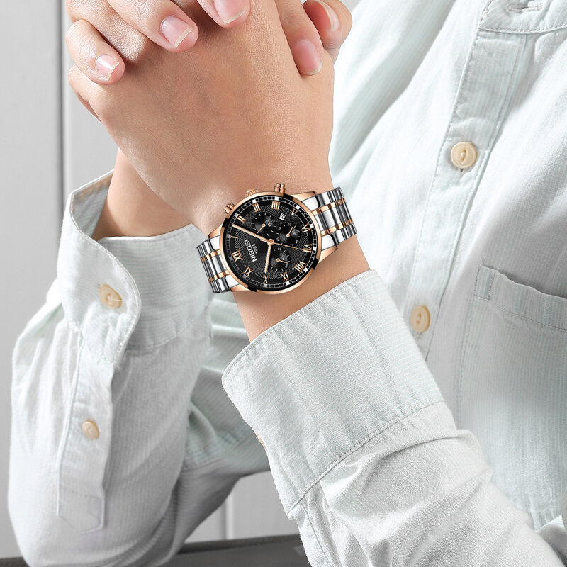 Nibosi męski zegarek kwarcowy luksusowa moda sportowy zegarek wodoodporny stal męskie zegarki zegar Relogio Masculino męskie zegarki