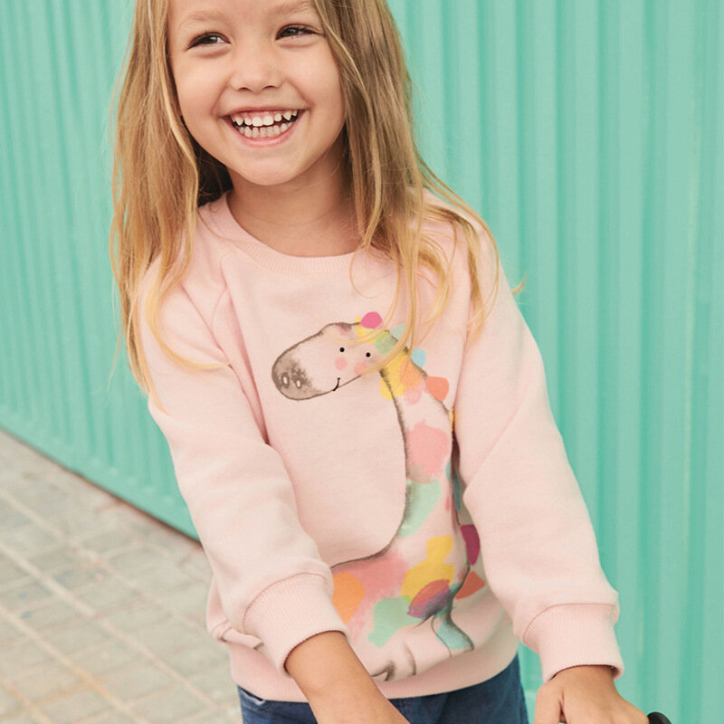 Little maduldisponível 2019, novo modelo de outono de bebês meninas, roupas de marca com estampa de girafa para crianças pequenas, moletons finos rosa, roupa de menina c0168