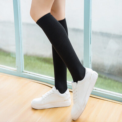 Calcetines largos a rayas para mujer, medias por encima de la rodilla, de compresión Kawaii, hasta el muslo, a la moda