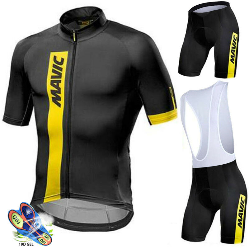 Mavic 2021 Zomer Pro Team Heren Ademende Korte Mouw Fietsen Jersey Kit Ropa Ciclismo Fiets Kleding Bib Shorts set