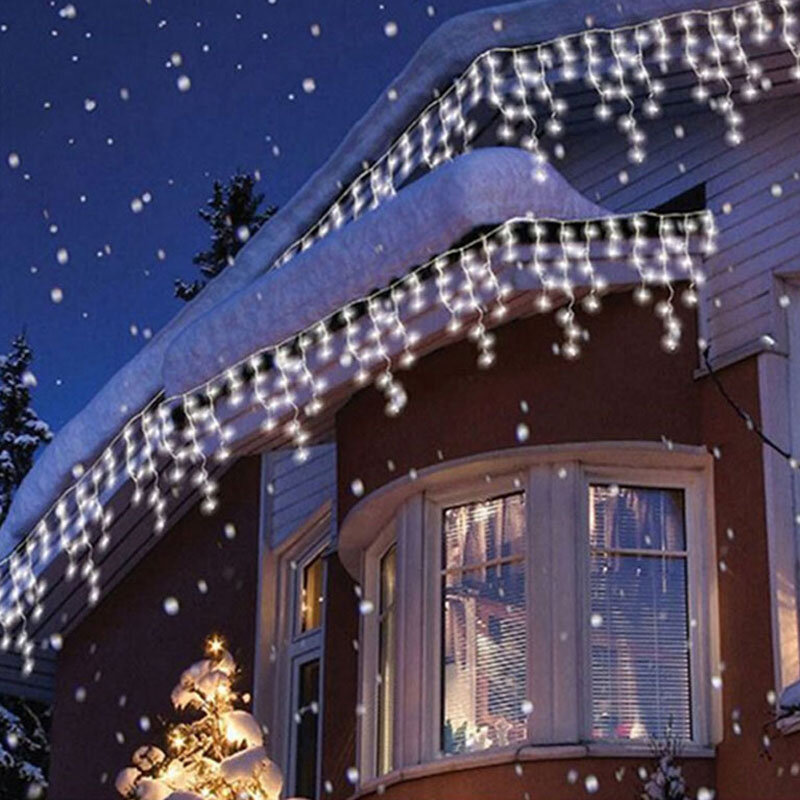 Cortina de janela beirais icicle luzes da corda 96leds 216leds 4x0.6m 5x0.8m droop ue guirlanda jardim casamento mercado parque decoração de natal