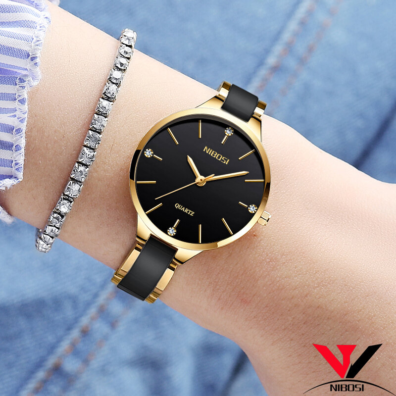 Женские наручные часы NIBOSI, часы-браслет, женские наручные часы, женские водонепроницаемые Модные Повседневные часы с кристаллическим циферблатом, розовое золото