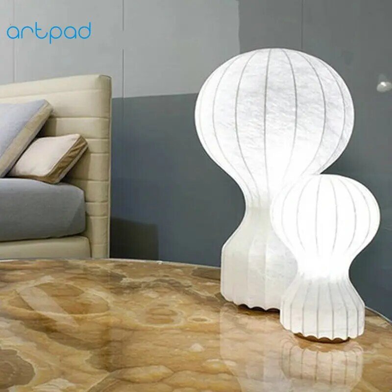 Luminária de mesa decorativa artpad com tecido, abajur branco para o quarto e sala de estar, iluminação para interiores, e27