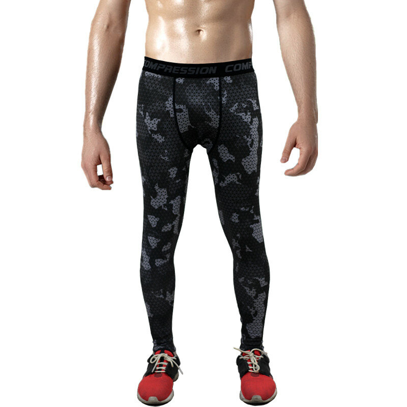 Mens Pantaloni di Compressione 2016 New Fitness Calzamaglie Uomini Bodybuilding Pantaloni Mimetici Pantaloni Pantaloni