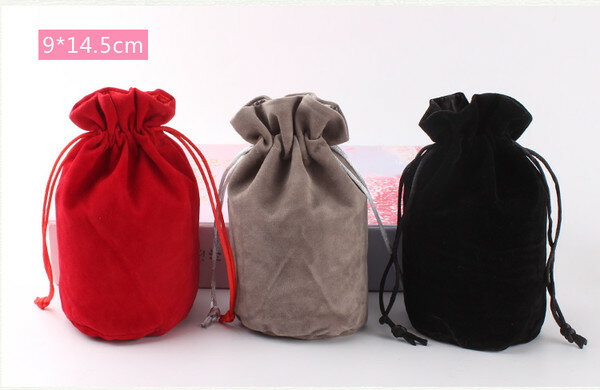 10 unids/lote 9x14,5 cm bolsas de terciopelo de fondo redondo para joyería bolsas de embalaje cosmético bolsas de regalo de boda de Navidad