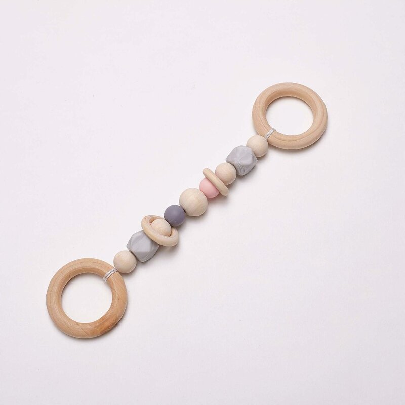 Wooden Rings Baby Play Gym Can Chew Baby Gym Toys Rattles Baby Shower Gift Wooden Teether
