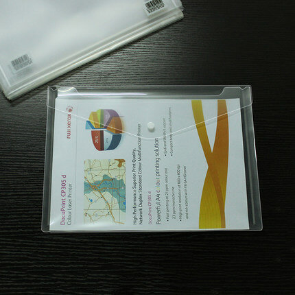 델리 10-12 개/대 파일 투명 A4 플라스틱 스냅 포트폴리오 편지지 학교 및 사무용품 문서 가방