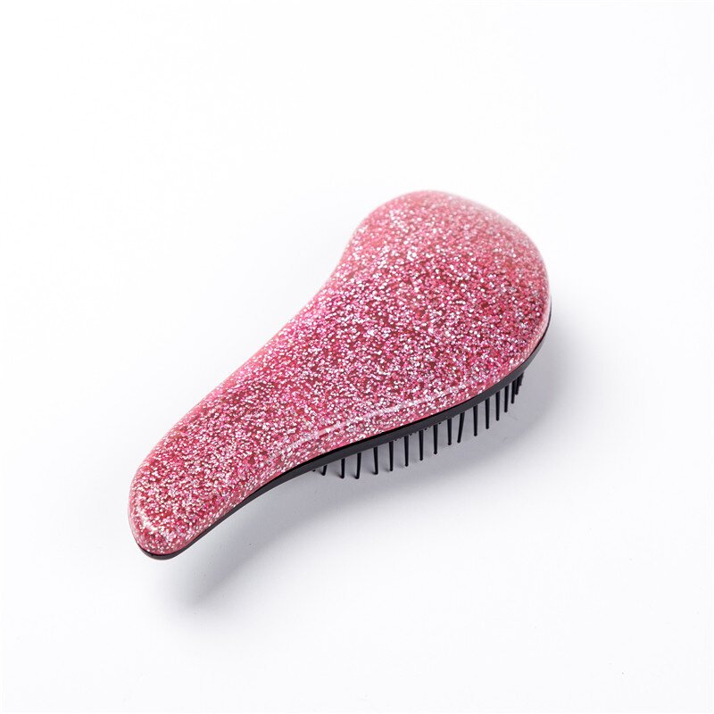 Escova de cabelo desembaraçadora anti-estática feminina, pente de maquiagem para salão profissional com glitter e cabo de banho