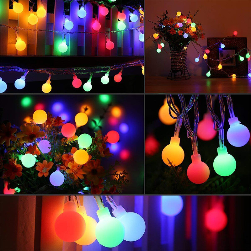 Уличная светодиодная гирлянда с шариками, 10 м, 100 светодиодов, 5 м, 40 светодиодов, рождественсветильник лампочка, праздничное и свадебвечерни...