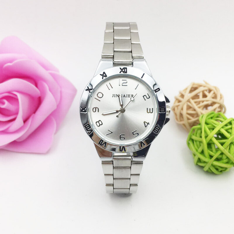Mode Frauen Uhr Quarz Analog Silber Metall Band Armband Handgelenk Uhren Damen Geschenk Casual Armbanduhr
