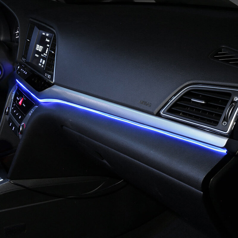 Car Light flessibile Neon illuminazione interna Decor lampada 12V USB sigaretta Drive EL cavo metallico linea tubo striscia LED 1M/2M/3M/5M