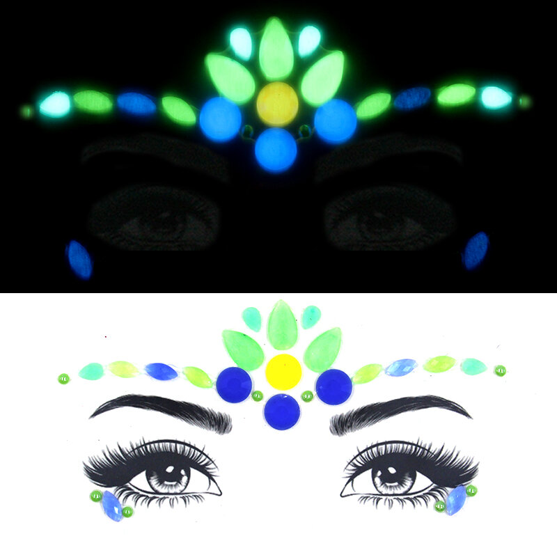 2019 NEW Face Crystal Stickers Luminous  Gems Make Up Adhesive Temporary Tattoo  Body Art Gems Stickers