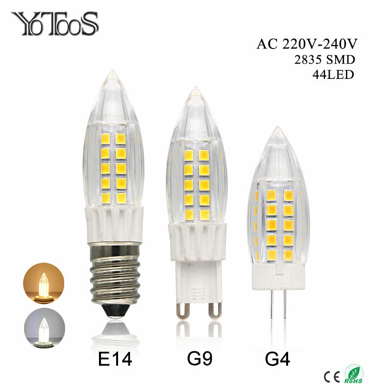 YOTOOS-luces LED G4, G9, E14, lámpara de CA de 220V, 230V, 240V, bombilla LED de maíz de 2835 SMD, Bombilla de vela, iluminación de candelabro, decoración del hogar