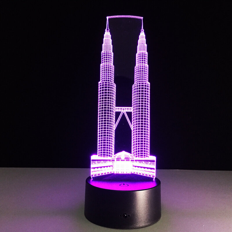 Nieuwigheid Led 7 Kleuren Tafellamp Building 3D Visuele Remote Touch Schakelaar Nachtlampje Voor Thuis Decor Xmas Gift