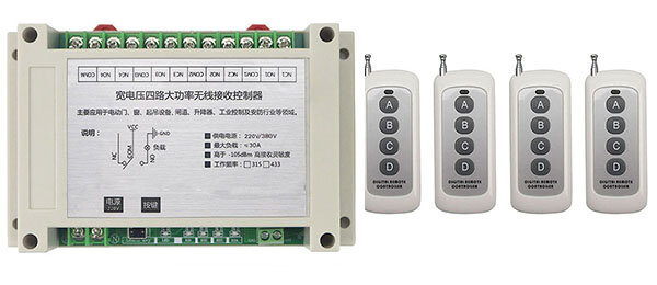 AC220V 250 V 380 V 30A 4CH RF Kabellose Fernbedienung System sender + empfänger universal tor fernbedienung/radio receiver