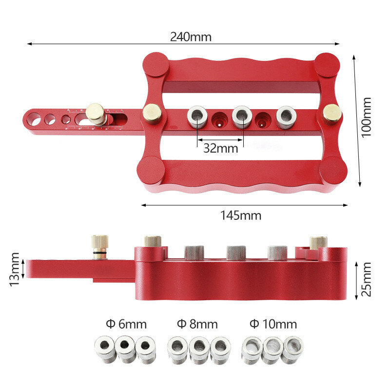 FNICEL poprawiona wersja MT dybel Jig własny centrowania Dowelling Jig przyrząd do metryczne kołków kołki 6/8/10mm precyzyjne wiercenia w drewnie narzędzia