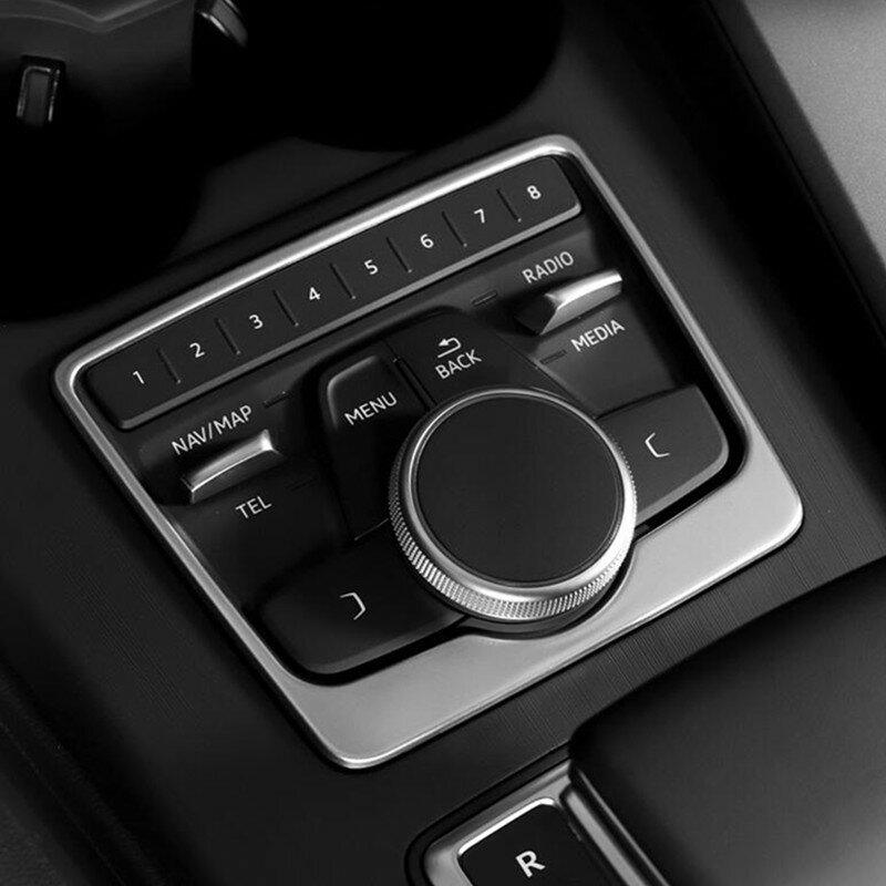 สแตนเลสคอนโซลควบคุมมัลติมีเดียแผงตกแต่งTrimสำหรับAudi A4 B9 2017-2019 อุปกรณ์ตกแต่งภายในรถยนต์
