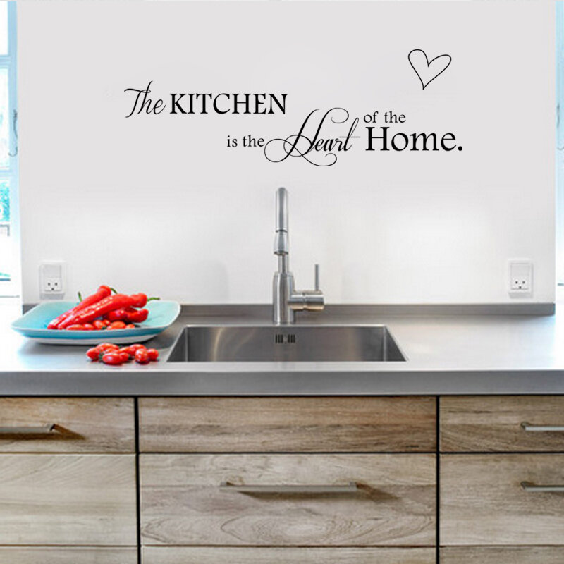 Nova cozinha é o coração da casa letras padrão adesivo de parede pvc removível decoração de casa diy arte de parede mural