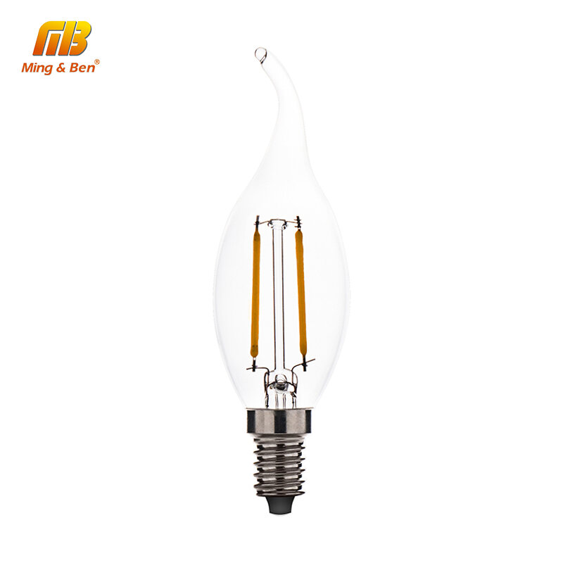 Ampoule de bougie à Filament, 2W 4W 6W E14 AC 220V 110V C35 Edison, lustre rétro Antique, lumière en cristal, décor