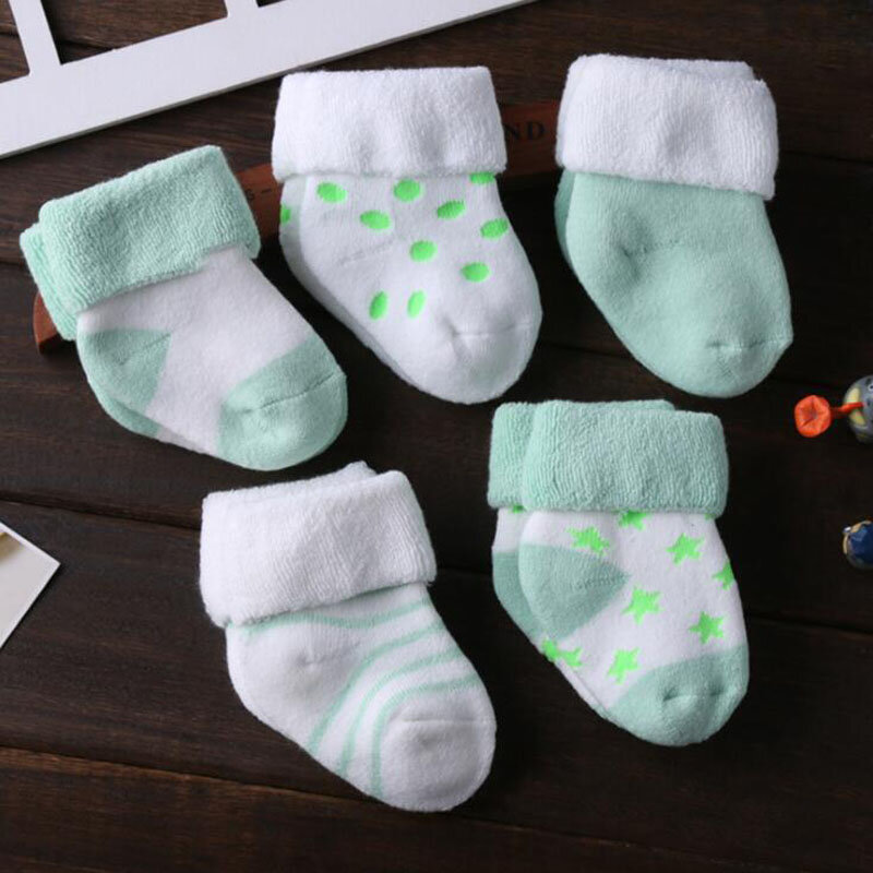 Calcetines gruesos de algodón para bebés, medias infantiles cálidas para otoño e invierno, 5 pares de calcetines para bebé, diferentes medidas acorde al pie del bebé
