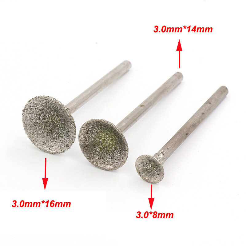2.35/3mm Shank Diamond Burrs Bits Grinding Head Rotary Tool Engraving Mounted Point Q Needle Carving Polishing Needle Head