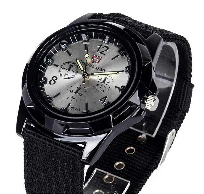 Relógio aço inoxidável quartzo militar, relógio de pulso esportivo
