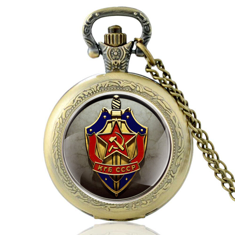 Vintage czarny radziecki republik armii zegarek kieszonkowy kwarcowy Retro mężczyźni naszyjnik damski z wisiorkiem zegarki