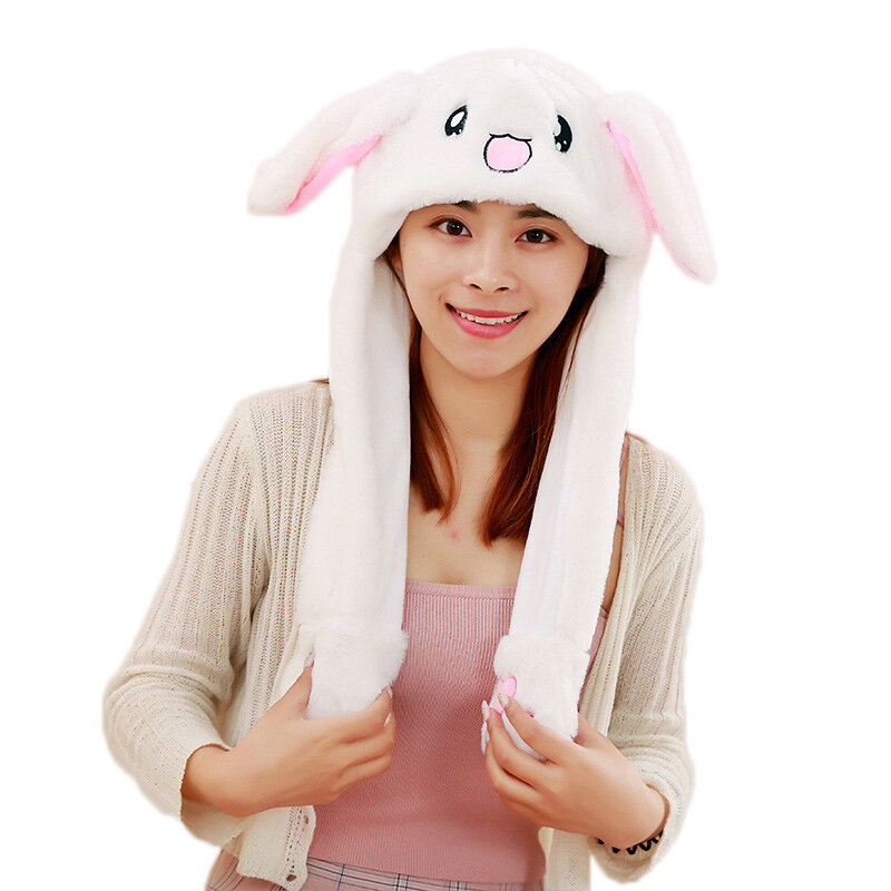 2020 neue Cartoon Hüte Moving Ohren Niedlichen Kaninchen Spielzeug Hut Airbag Kawaii Lustige Hut für Mädchen Kappe Kinder Plüsch Spielzeug weihnachten Geschenk