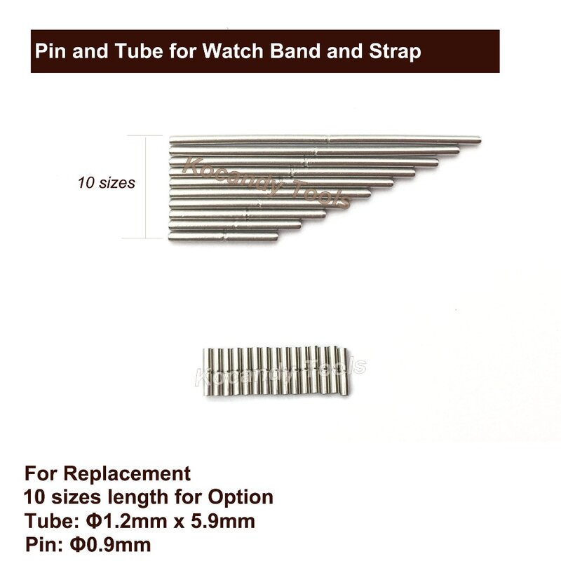Broche et Tube en acier inoxydable pour bracelet de montre, pour réparation de montre avec Tube 1.2mm x 5.9mm et broche 10 - 28mm