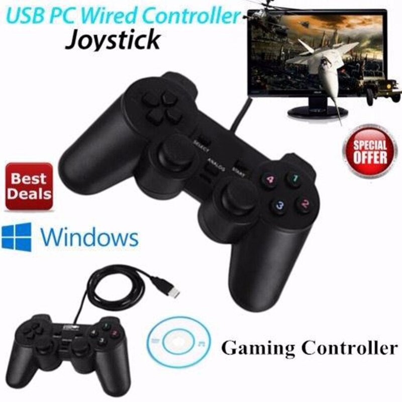 Cewaal contrôleur de jeu USB filaire, Joypad, contrôle de Joystick pour PC, ordinateur portable