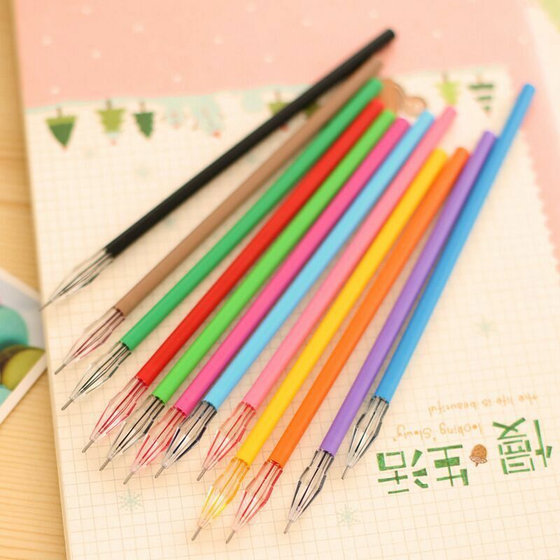 12 PCS Diamond Head Factory Direct Creative Stationery Candy Color Gel Pen Refills For The Core 0.38mm 12 Color Office Material