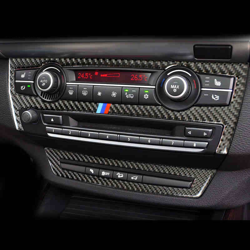 Fibra de carbono para bmw e70 e71 x5 x6 interior gearshift ar condicionado ac cd painel luz leitura capa guarnição adesivo acessórios