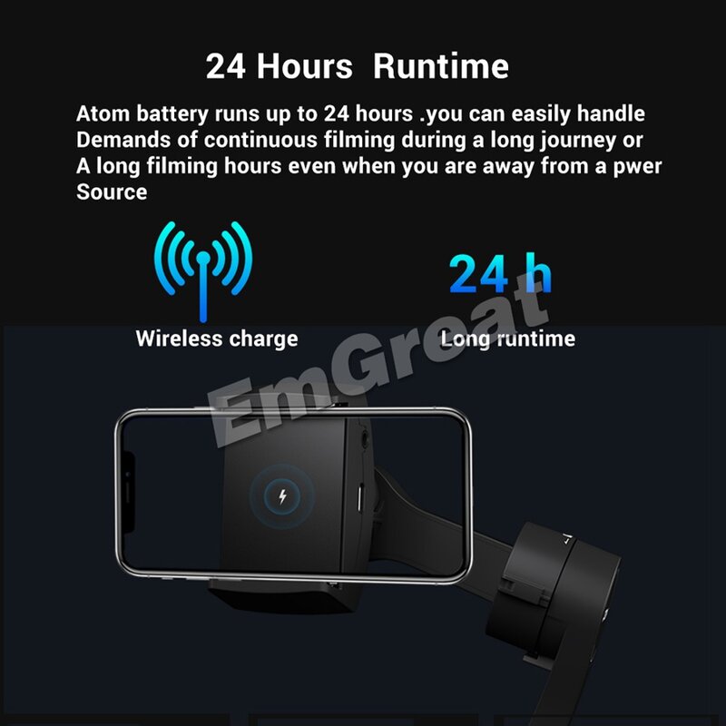 Snoppa Atom 3-Axis Foldable Pocket-Sized Handheld Gimbal Stabilizer for iPhone Smartphone GoPro & Wireless Charging PK Smooth Q2
