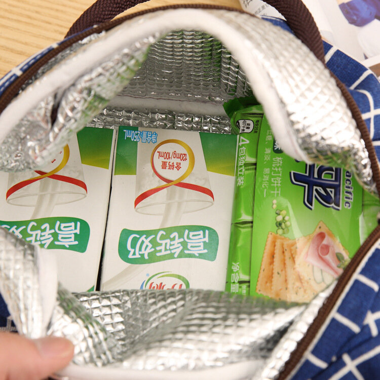 Xzp lazer feminino saco de almoço portátil oxford stripe isolado sacos de refrigerador comida térmica piquenique almoço sacos caixa crianças gelo pacote tote